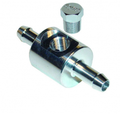 Adaptateur pour jauge carburant (SOLIDE) en aluminium - 8mm + bouchon obturateur