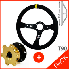 Pack volant RRS RALLYE tulipage 90mm 3 branches  + moyeu de volant escamotable