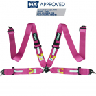 Harnais FIA 4 points Rose logos blanc