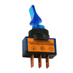 Interrupteur lumineux bleu 2 positions ON/OFF 12V 20A 3 fiches plates
