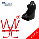 Pack Baquet FIA RRS Confort + Harnais FIA RRS ONE HANS® 6 points rouge