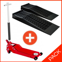 PACK RRS Cric rouleur 1.5T Extra Plat + Rampes de levage basses 6cm (la paire)