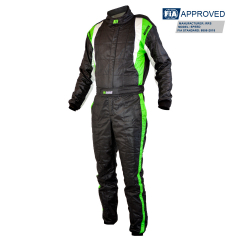 Combinaison pilote RRS Speed noire et verte FIA 8856-2018